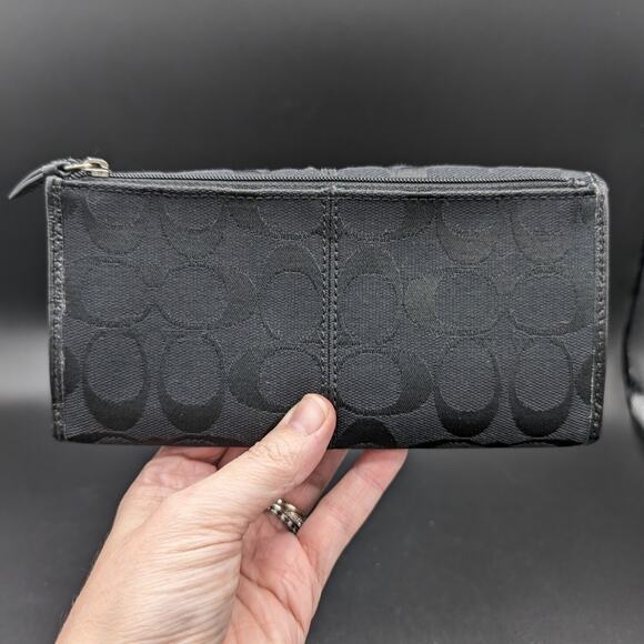 Coach Wallet Womens Black Slim Signature Patent Leather Envelope Clutch F42818 - Picture 2 of 10